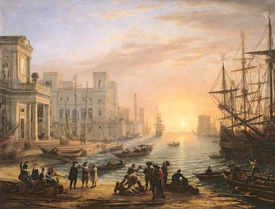 Sea Port at Sunset by Claude Lorrain